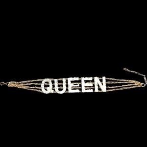 'QUEEN' Rhinestone Choker